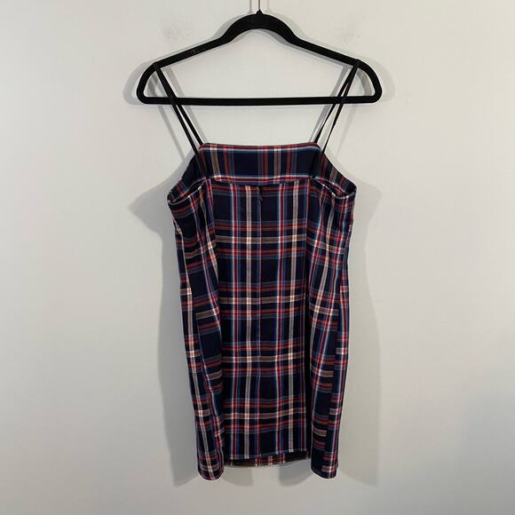 Urban Outfitters Navy Plaid Academia Spaghetti Straps Mini Dress Size S - Picture 5 of 6